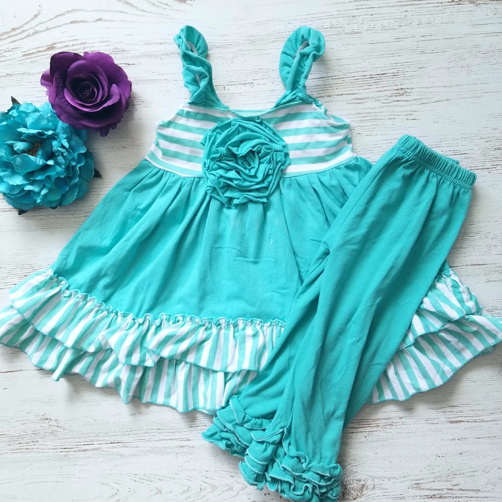 🌈30% off Bundles🌈 Girls Twirl Boutique Ruffle Dress & Pants Outfit 4